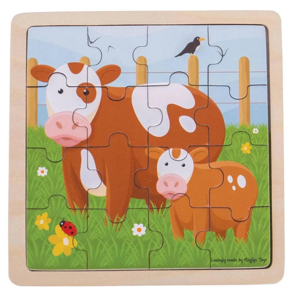 Bigjigs Cow & Calf Wooden Puzzle 16pc 3 Bigjigs Cow & Calf Wooden Puzzle 16pc