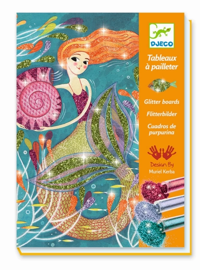 Djeco Glitter Boards Mermaids Craft Kit 3 Djeco Glitter Boards Mermaids Craft Kit