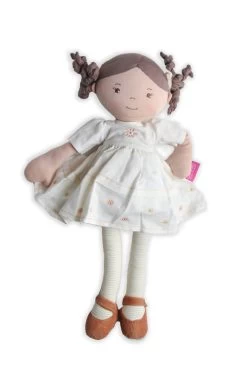 Bonikka Rag Doll - Cecilia With Brown Hair & Cream Linen Dress