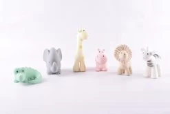 Tikiri My First Zoo Animals Set Of 6 | Natural Rubber Rattle & Teether Toys