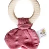 Tikiri Rubber Teether With Dusty Pink Muslin Tie -Trendy Toy Store DSL3483 97009
