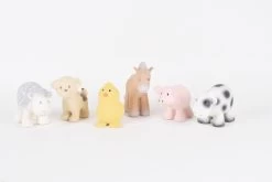 Tikiri My First Farm Animals Set Of 6 | Natural Rubber Rattle & Teether Toys