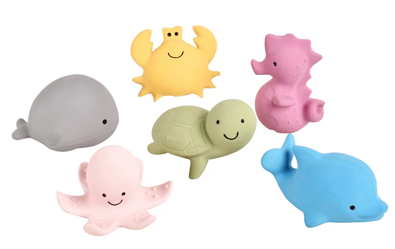 Tikiri My First Ocean Buddies Set Of 6 | Natural Rubber Rattle & Teether Toys 3 Tikiri My First Ocean Buddies Set Of 6 | Natural Rubber Rattle & Teether Toys