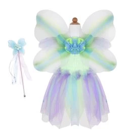 Green Butterfly Dress & Wings With Wand - Size 5-6