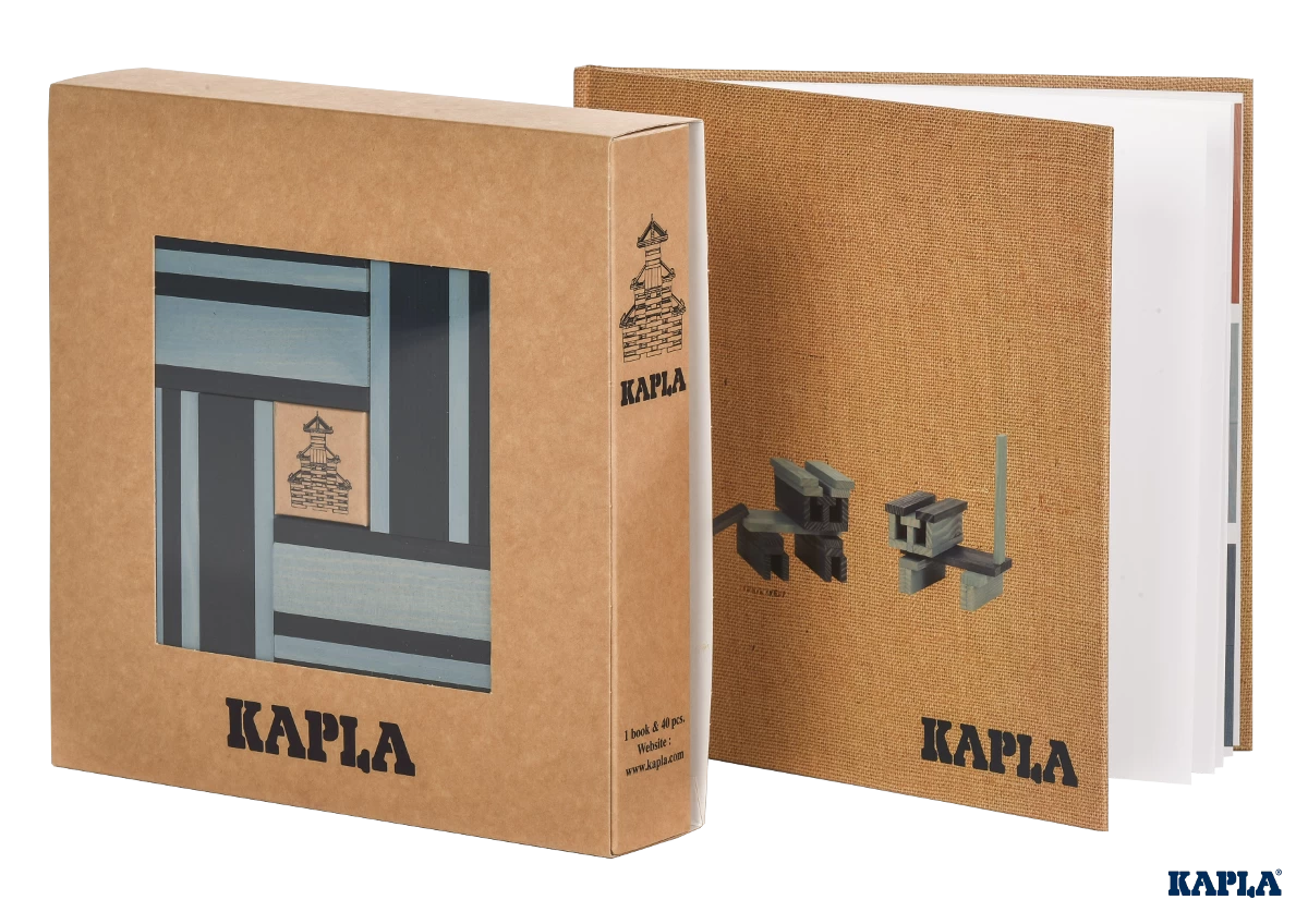 KAPLA Planks Light & Dark Blue | 40pc Colour Plank Set & Book 3 KAPLA Planks Light & Dark Blue | 40pc Colour Plank Set & Book