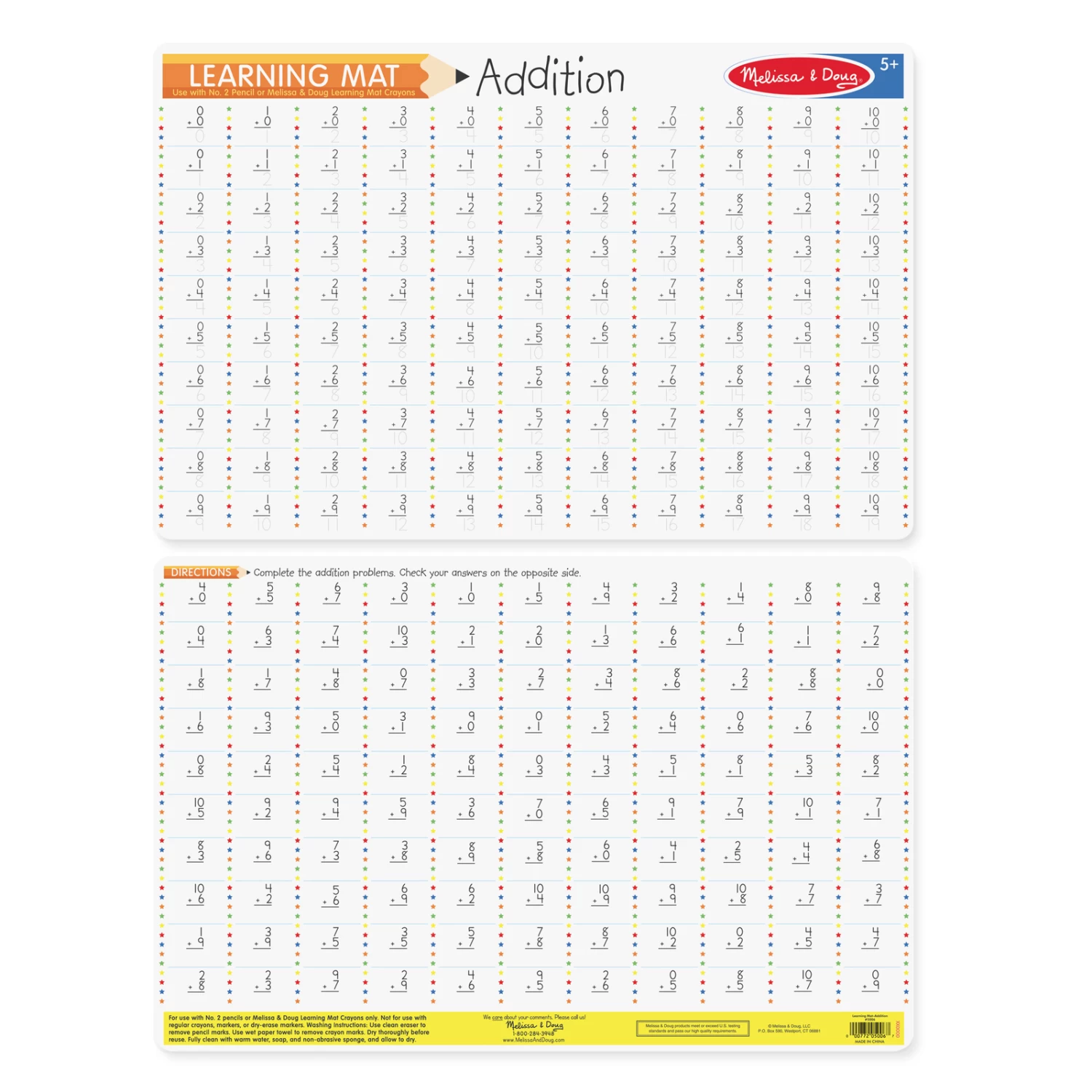 Melissa & Doug Write A Mat | Addition 3 Melissa & Doug Write A Mat | Addition
