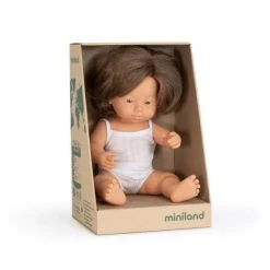 Miniland Doll - Caucasian Girl With Down Syndrome 38cm | Anatomically Correct Baby Doll