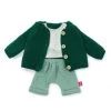 Miniland Doll Clothes - Casual Cardigan Set In Forest Green | 38-42cm Doll -Trendy Toy Store MNL31565