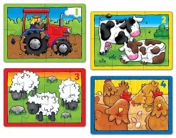 Orchard Toys - Farm 4 In A Box Jigsaw Puzzle 4, 6, 8 & 12pc