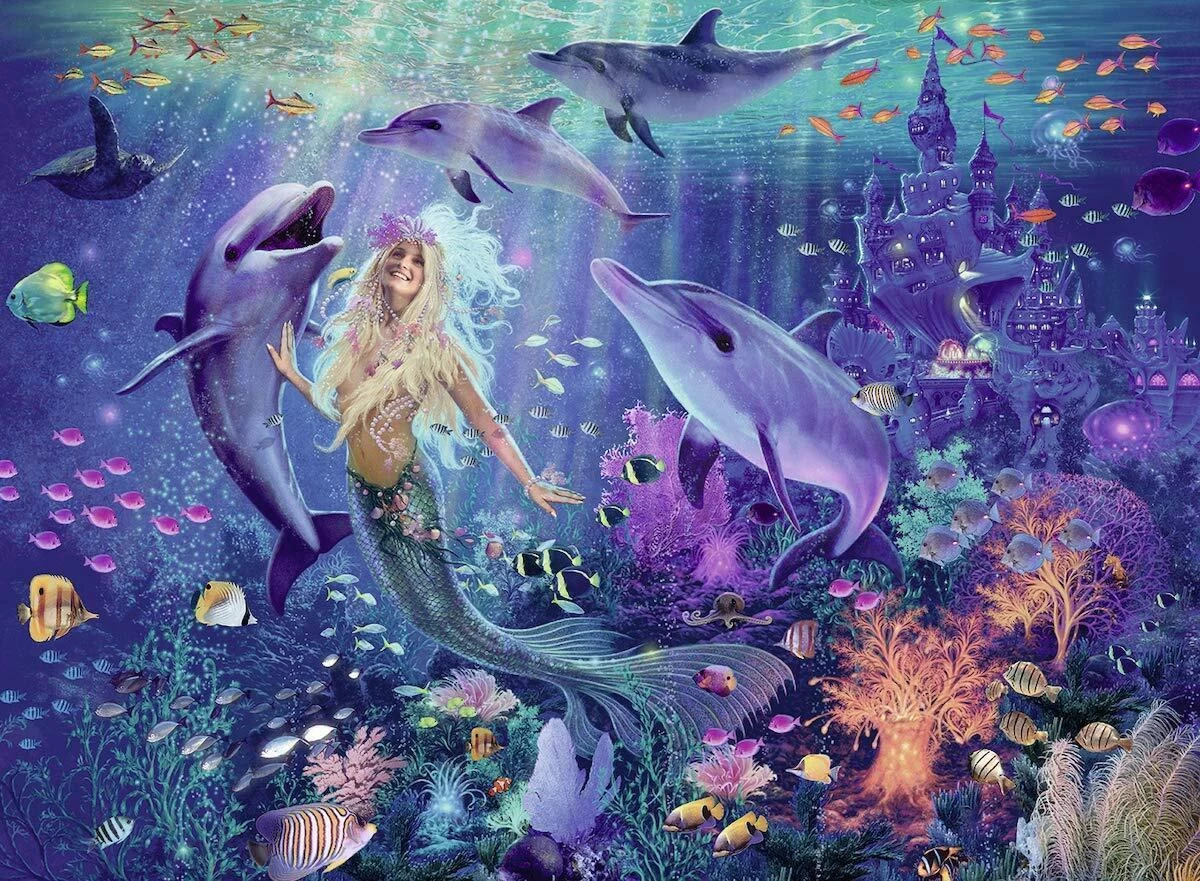 Ravensburger Charming Mermaid Brilliant Gem 500pc Jigsaw Puzzle 3 Ravensburger Charming Mermaid Brilliant Gem 500pc Jigsaw Puzzle