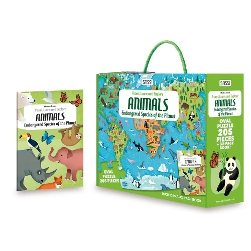 Sassi Junior | Travel, Learn & Explore Animals Endangered Species Of The Planet Book & Jigsaw Puzzle 205pc 3 Sassi Junior | Travel, Learn & Explore Animals Endangered Species Of The Planet Book & Jigsaw Puzzle 205pc